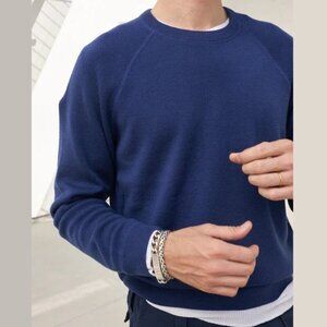 NWT AYR The Two-a-Days Navy Blue Bocce Wool Sweater Pullover Crew Small #9119